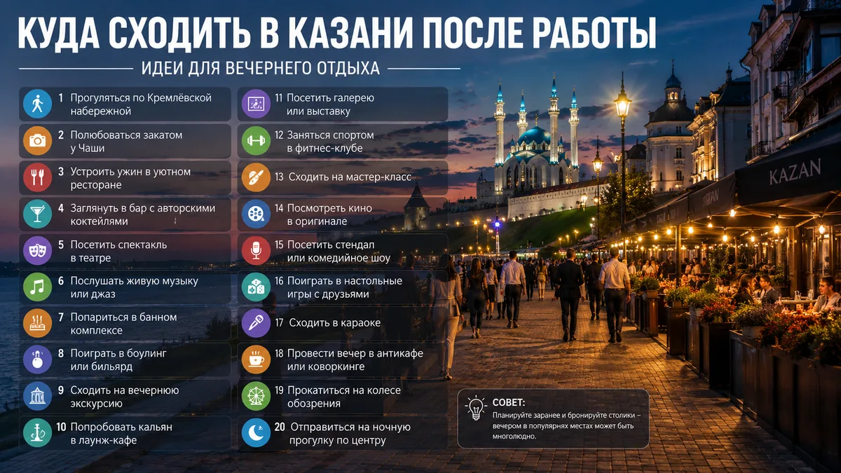 Куда сходить в Казани после работы: 20 идей